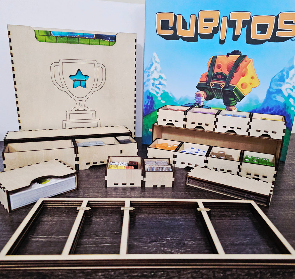 Cubitos Board Game Wooden Organizer Insert - Vertical Storage Compatible