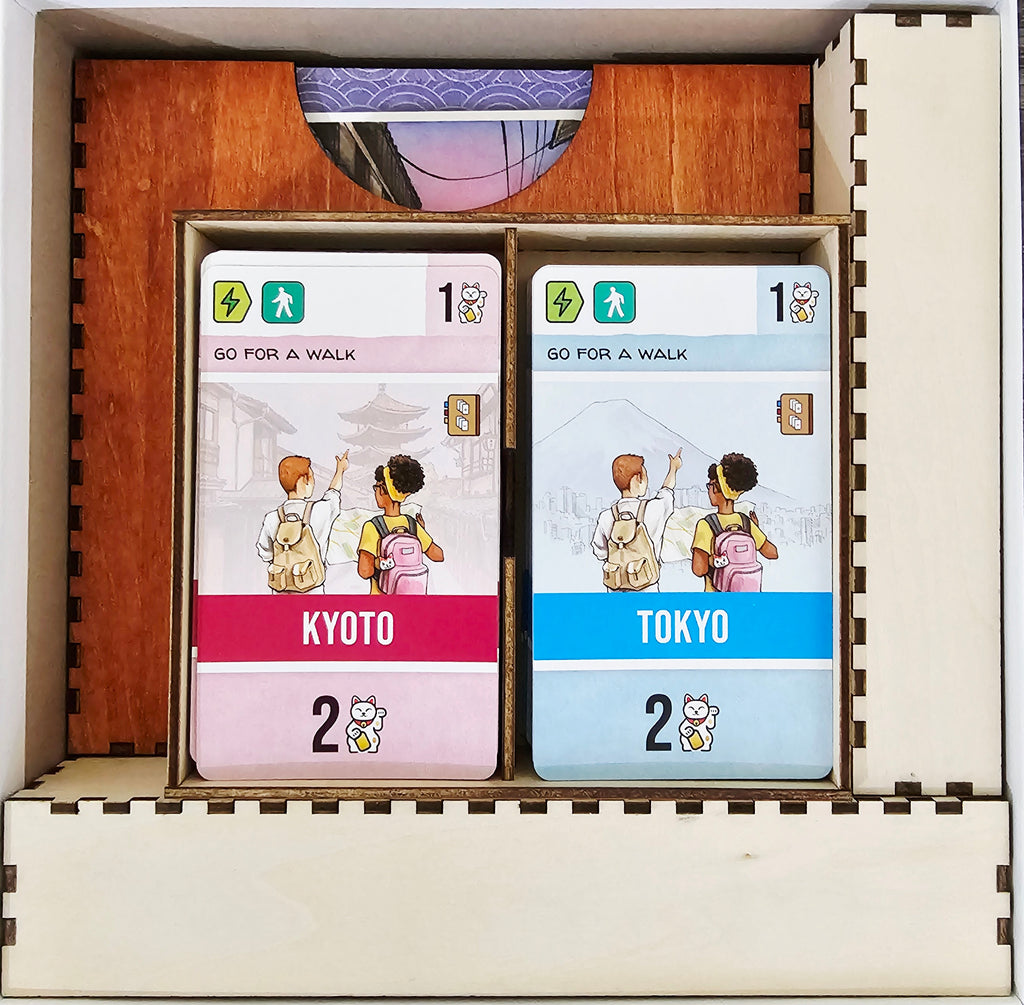 Let's Go To Japan Board Game Wooden Organizer Insert - Vertical Storage Compatible