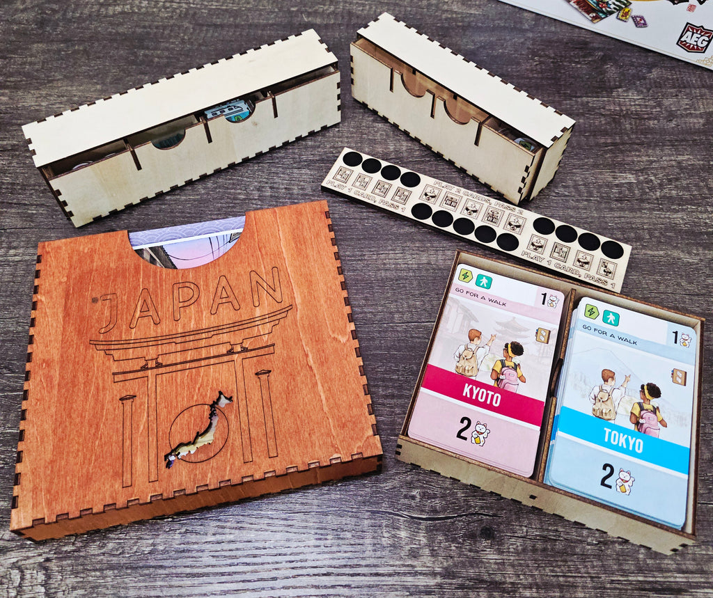Let's Go To Japan Board Game Wooden Organizer Insert - Vertical Storage Compatible